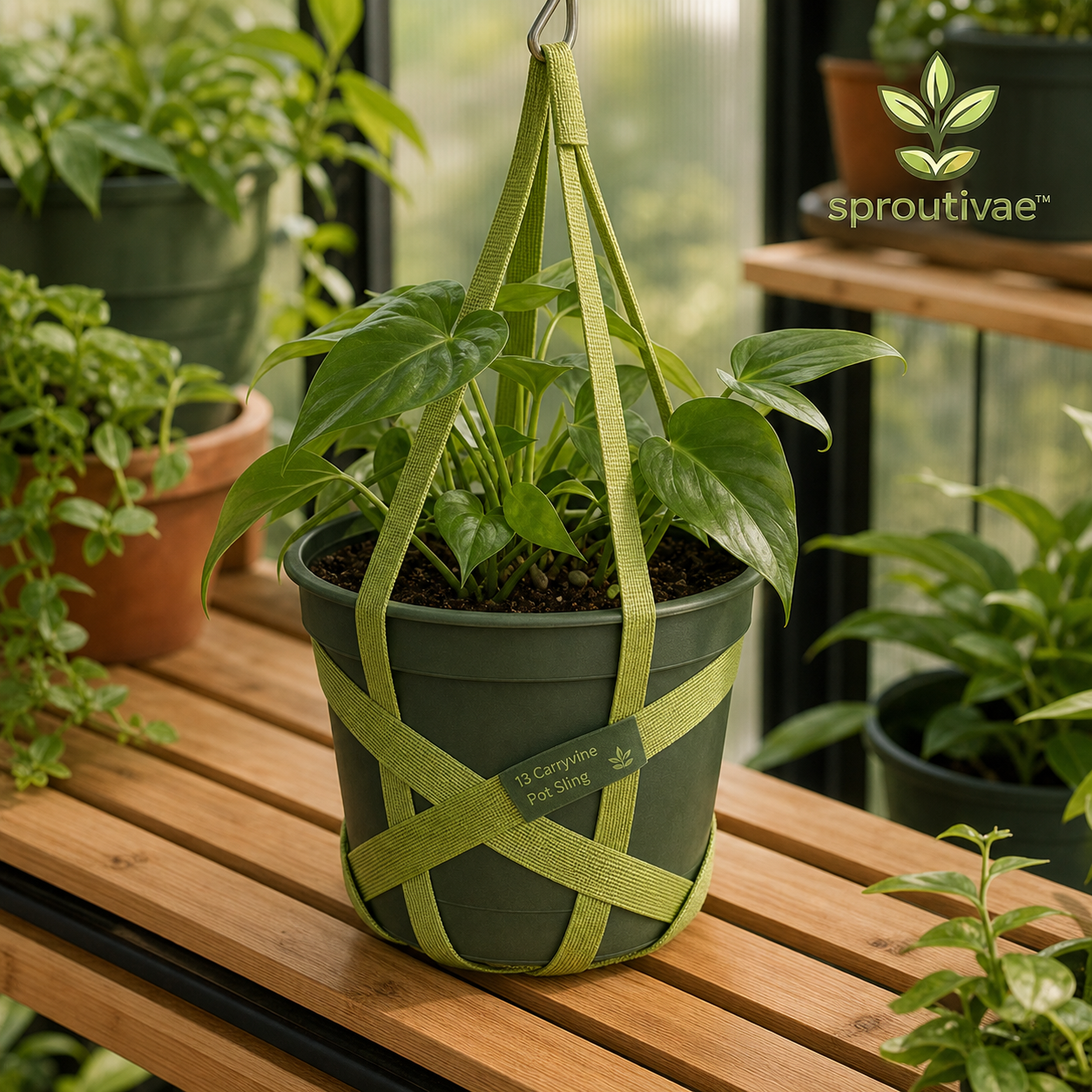 Sproutivae™ Carryvine Pot Sling — Adjustable Hanging Planter Support
