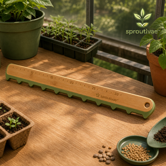 Sproutivae™ Seedline Bench Ruler — Planting Spacing & Row-Marking Guide