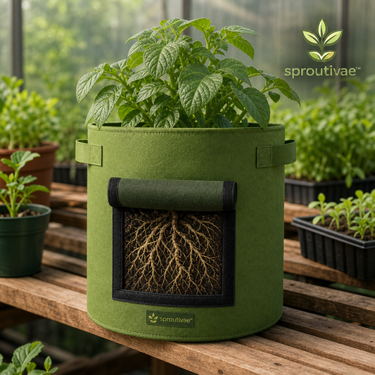 Sproutivae™ Rootscope Harvest Planter — Fabric Grow Bag with Covered Viewing Window