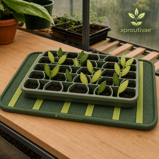 Sproutivae™ Tidewick Water Mat — Tabletop Moisture-Management Pad for Seedling Trays