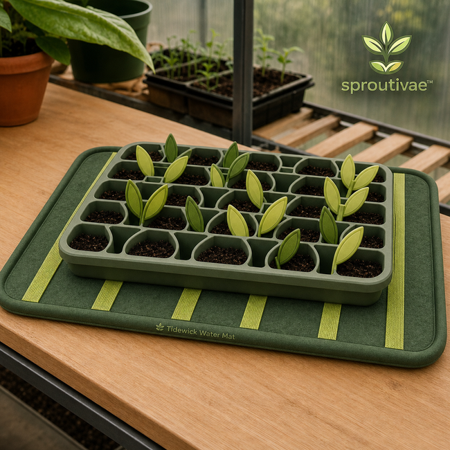 Sproutivae™ Tidewick Water Mat — Tabletop Moisture-Management Pad for Seedling Trays