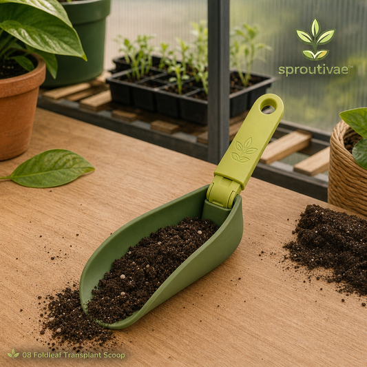 Sproutivae™ Foldleaf Transplant Scoop — Folding Soil Transfer & Potting Tool