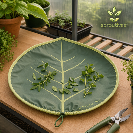 Sproutivae™ Prunegather Drape — Leaf-Shaped Pruning & Repotting Catch Mat