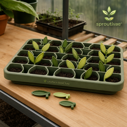 Sproutivae™ Leaflock Seed Tray — 24-Cell Propagation Organizer with Repositionable Leaf Markers
